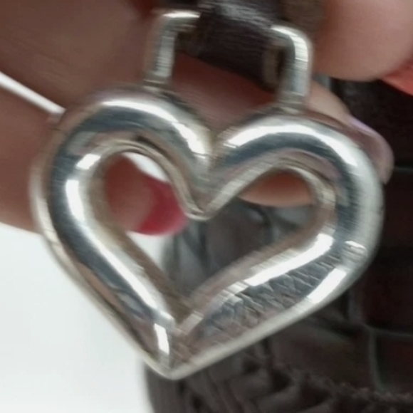 Brighton Cream and Brown Shoulder Bag with Heart Accents - Picture 9 of 11